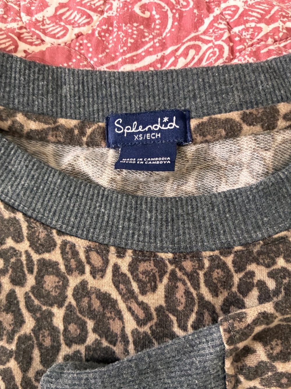 Splendid Gray and Brown Leopard-Print Crewneck